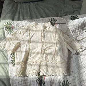Zara Cream Lace Blouse Size L